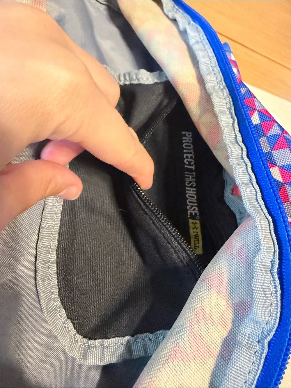 Under Armour Blue Pink Geometric Sport Backpack
